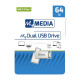 MyMedia Dual USB3.2 Gen1/USB-C 64GB, metal