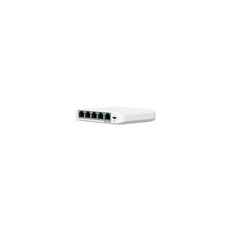 Ubiquiti 5-port 2.5G switch that can be powered with PoE or a USB-C adapter 4x 2.5 GbE ports, 2.5 G