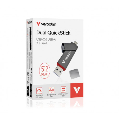 USB Dual QuickStick Verbatim 3.2 Gen1 32042 512GB, USB-C/USB-A