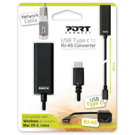 Port adapter USB-C M u RJ45 F