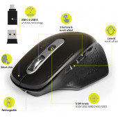 Port miš OFFICE EXE punjivi WL+BT, USB-A/C, crni