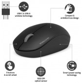 Port miš OFFICE bežični USB-A/USB-C, crni