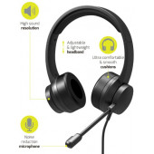 Port slušalice COMFORT USB-A/C+mikrofon, crne