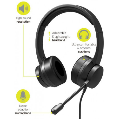 Port slušalice COMFORT USB-A/C+mikrofon, crne