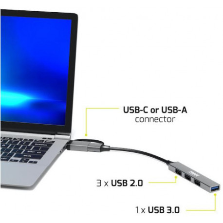 Port HUB USB-C/A 4 porta 480 Mbps SLIM
