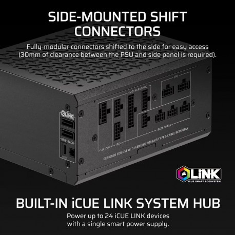Napajanje Corsair  iCUE LINK HX1000i SHIFT 1000 WATX 3.1 Cybenetics Platinum, Fully Modular