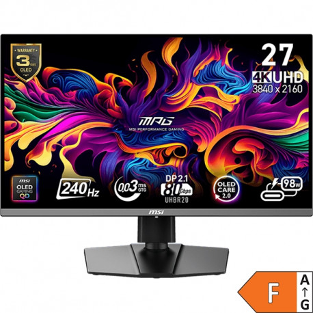 Monitor MSI MPG 272URX QD-OLED 27" / 4K UHD / 240Hz / 0,03ms (GTG) / black – adjustable stand - PD 98W