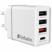 Verbatim zidni punjač 30W, 3×USB-A/1×USB-C, bijeli