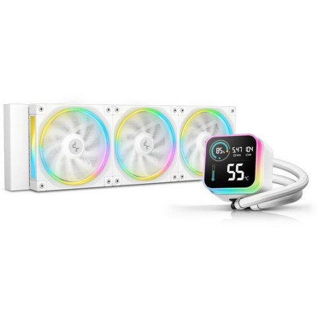 Komplet za tekočinsko hlajenje AIO Liquid Cooler DeepCool LQ360 ULTRA WH, 360mm, LCD, ARGB, bel