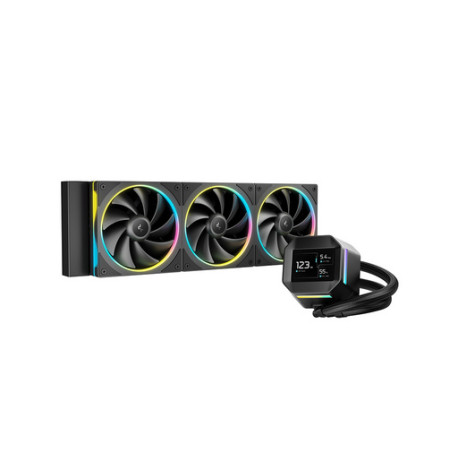Komplet za tekočinsko hlajenje AIO Liquid Cooler DeepCool LM360, 360mm, LCD, ARGB, črn