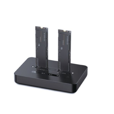 Gembird Desktop dual drive USB Type-C M.2 NVME (and SATA) SSD docking station, black