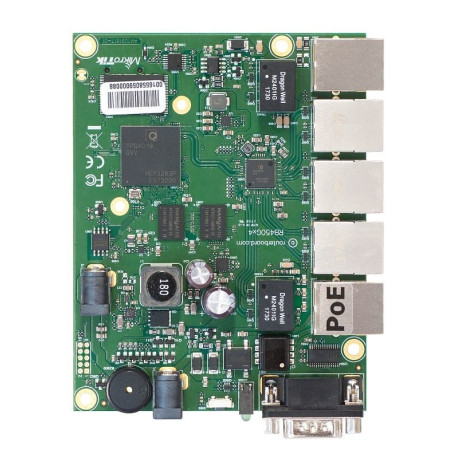Mikrotik RouterBOARD 450Gx4, 716MHz Atheros CPU, 1 GB RAM, 5×GLAN ports, PoE OUT on port 5, RouterOS L5