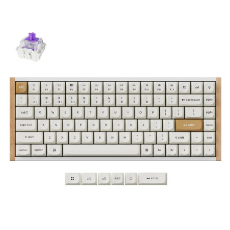 Tipkovnica Keychron K2H-Q1 White wooden RGB75% Layout/BT/2.4GHz/Nebula Sw/Gateron 2.0 Mag Swc