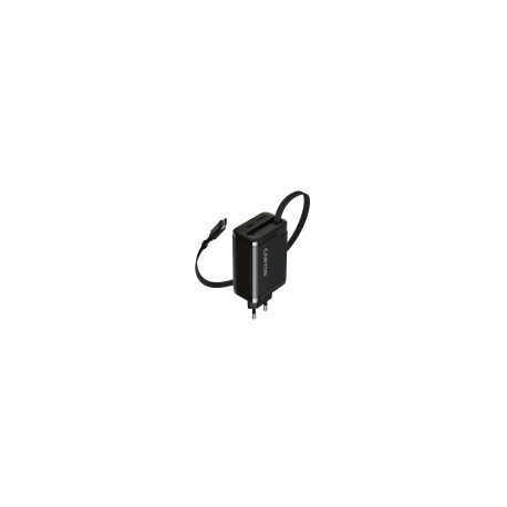 CANYON charger OnCharge 65RC Build-In Cable USB-C 65W 1xPD 1xQC EU Black