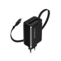 CANYON charger OnCharge 65RC Build-In Cable USB-C 65W 1xPD 1xQC EU Black
