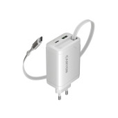 CANYON charger OnCharge 65RC Build-In Cable USB-C 65W 1xPD 1xQC EU White