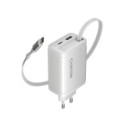 CANYON charger OnCharge 65RC Build-In Cable USB-C 65W 1xPD 1xQC EU White