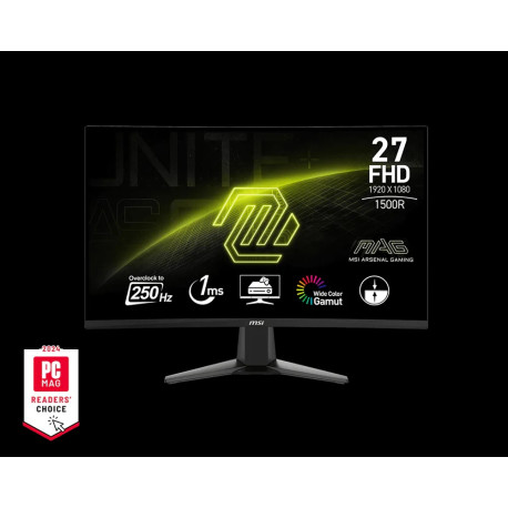 MSI MAG 27C6X Gaming Monitor, 27", 1920 x 1080 (FHD), VA, Curve 1500R, 250Hz, 250nits, 1ms, Adaptive