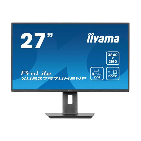 IIYAMA 27" XUB2797UHSNP-B1 4K UHD(3840x2160) IPS 16:9, Pivot, USB-C Dock (LAN/96W PD/DP-OUT), 4ms, 350cd/m2, RJ45, KVM, HDMI,