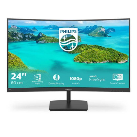 Philips 24" 241E1SCA/00 FHD (1920×1080) VA 16:9, 75Hz, zakrivljeni 1500R, 4ms, 3000:1,  VGA, HDMI, zvučnici, crni