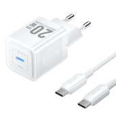 Vention 1-Port USB-C GaN Charger 20W with USB-C to USB-C Cable, 1m, White