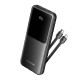Vention 10000mAh Power Bank (Micro-USB USB-C USB-A USB-A) with Built-in USB-C and Lightning Cables 22.5W Black LED Display Ty