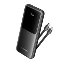 Vention 10000mAh Power Bank (Micro-USB USB-C USB-A USB-A) with Built-in USB-C and Lightning Cables 22.5W Black LED Displ