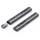 Vention Wireless PowerPoint Presentation Clicker with Green Laser Pointer, Rechargable – Gray