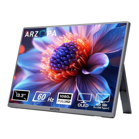 Prenosni monitor 13.3'' (34 cm) FullHD OLED 60Hz, 2xUSB-C, zvočniki, ovitek, ARZOPA A3C Pro