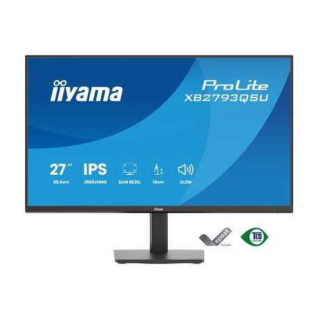 IIYAMA 27" XB2793QSU-B1 QHD (2560x1440) IPS 16:9, Pivot, 350 cd/m2, 1000:1, 1ms, HDMI, DP, USBx2, zvučnici