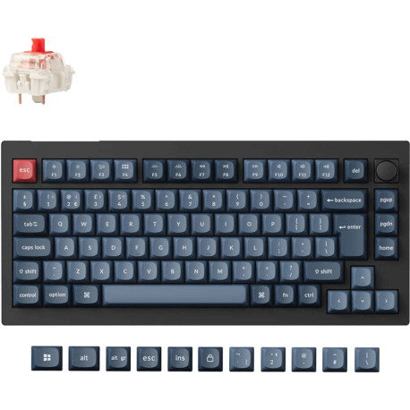 Tipkovnica Keychron V1M-D1 UK Black RGB75% Layout/BT/2.4GHz/Wired/Red Switch