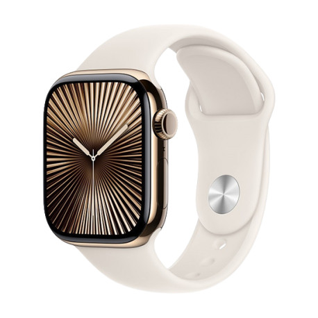 Watch Apple Watch Series 10 GPS + Cellular 46mm Gold Titanium Case with Sport Band M/L - Starlight