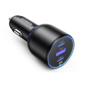 UGREEN auto punjač, 130W, 2x USB-C, USB-A, PD, sivi