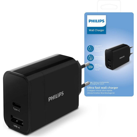 Philips zidni punjač 1xUSB-C i 1xUSB-1A 30W