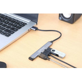 Manhattan Hub 4-Port, 1xUSB 3.0, 3xUSB2.0, sivi