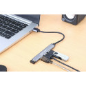 Manhattan Hub 4-Port, 1xUSB 3.0, 3xUSB2.0, sivi