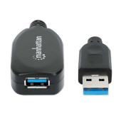Manhattan USB 3.0 aktivni produžni kabel, 5m, crni
