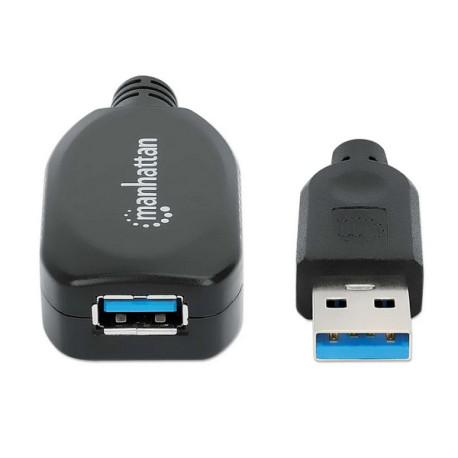 Manhattan USB 3.0 aktivni produžni kabel, 5m, crni