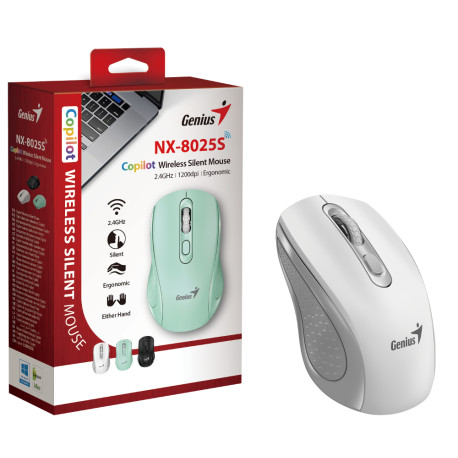 Genius NX-8025S, bežični miš, silent, bijela