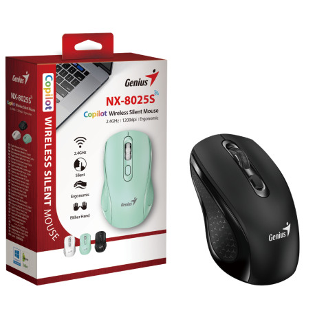 Genius NX-8025S, bežični miš, silent, crni