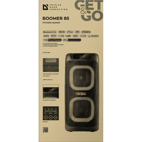 Prijenosni zvučnik Defender Boomer 85 RGB, BT/FM/USB/microSD/mikrofon, RMS 100W