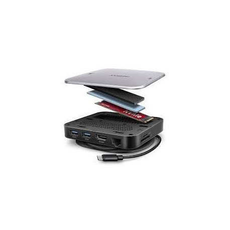 USB HUB 2xUSB 3.2 (USB-A), SATA/NVMe M.2, HDMI, SD/microSD, HMC-UFO