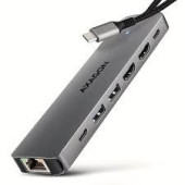 USB HUB AXAGON HMC-7HX2, 2xUSB3.2 Gen 2, 1xUSB-C, 2xHDMI, GLAN