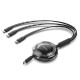 Vention 3-in-1 USB 2.0 Type-C Male to USB-C Male USB-C Male Lightning Male 5A Retractable Cable 1.1M Black
