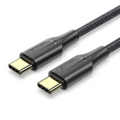 Vention Nylon Braided USB 2.0 C Male to C Male 3A Cable 1M Black LED Type