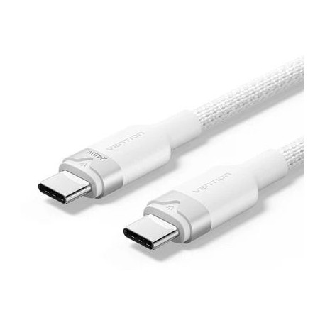 Vention USB 2.0 Type-C Male to Type-C Male 5A Cable 2M White Aluminum Alloy Type