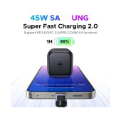 UGREEN 45W USB-C GaN, Quick Charge, crni