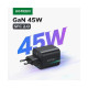 UGREEN 45W USB-C GaN, Quick Charge, crni