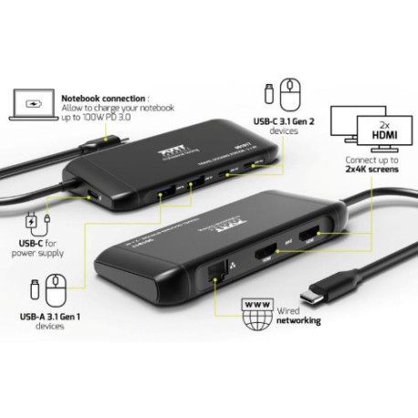Port docking travel  USB-C,1x4K ili 2xFHD, do 100W