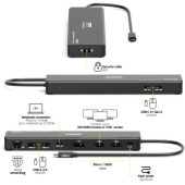 Port docking travel  USB-C,1x4K ili 3XFHD, do 100W